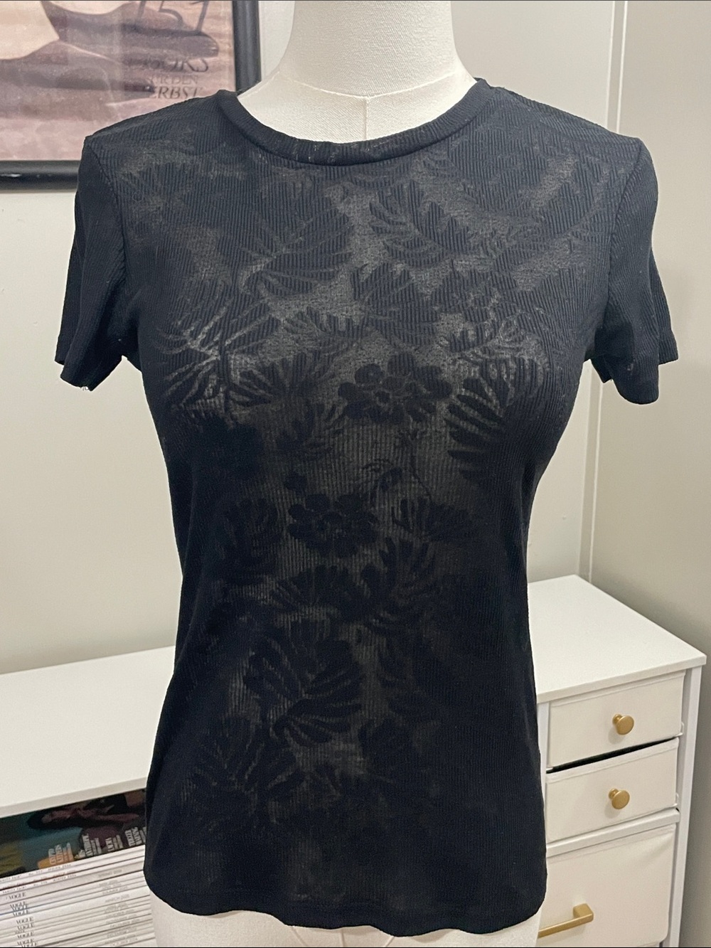 Tropical Print Sheer Tee (S)
